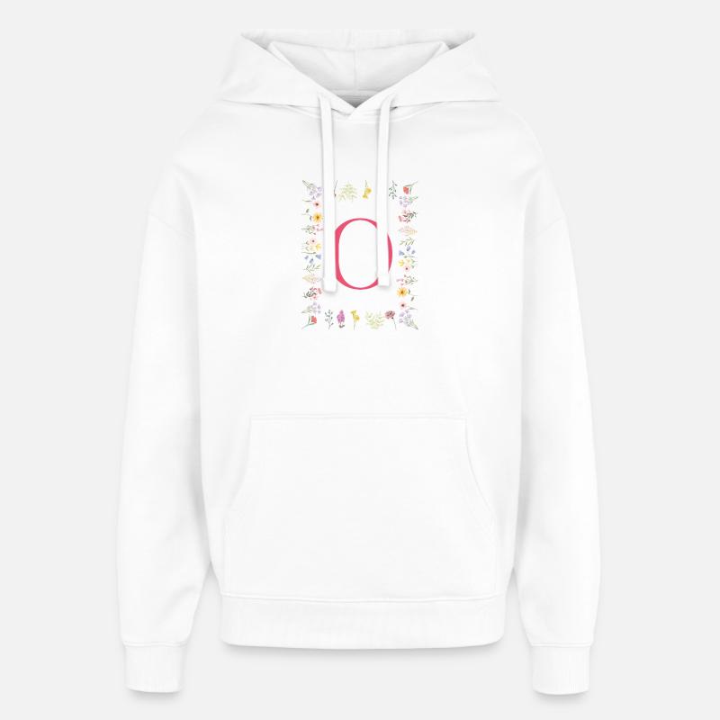 Initiales florales « O », lettres monogrammes - Sweat à capuche unisexe Stanley/Stella Oversized - blanc