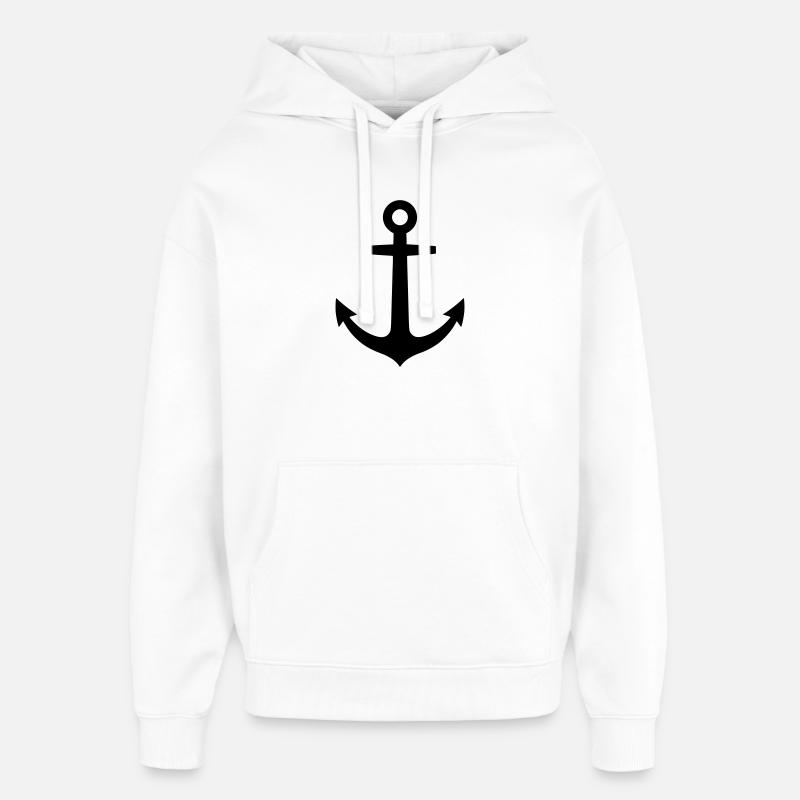 Logo du navire maritime d’ancre - Sweat à capuche unisexe Stanley/Stella Oversized - blanc