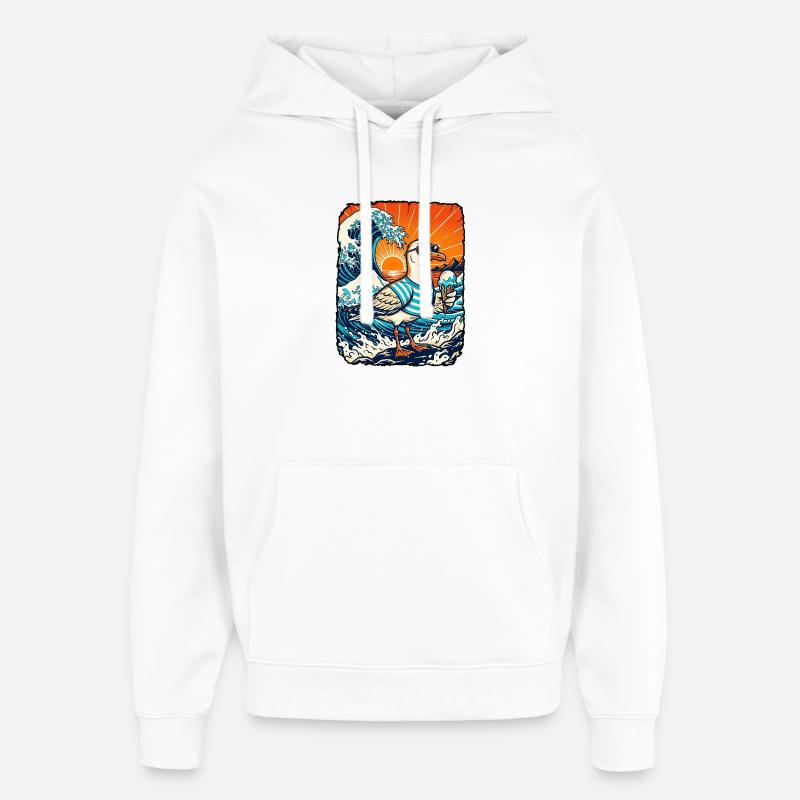 Glace à la mouette Kawaii - Sweat à capuche unisexe Stanley/Stella Oversized - blanc