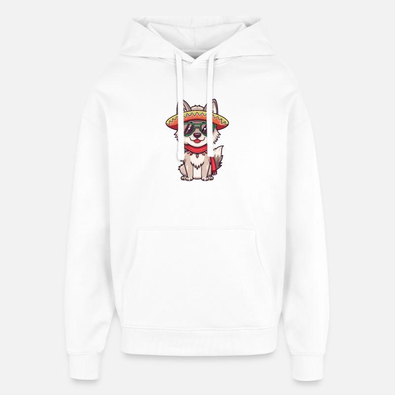 Sombrero drôle de Fox Comic - Sweat à capuche unisexe Stanley/Stella Oversized - blanc