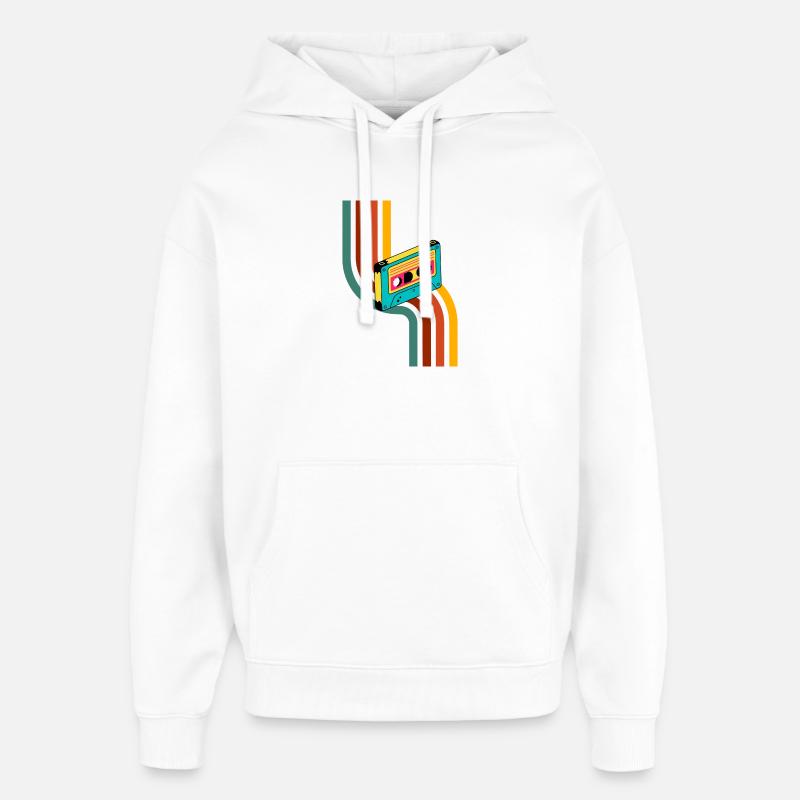 Cassette Neon Rainbow - Sweat à capuche unisexe Stanley/Stella Oversized - blanc