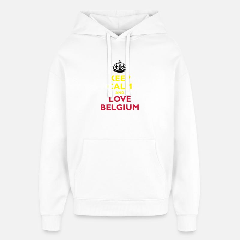 Keep Calm & Love Belgium - Sweat à capuche unisexe Stanley/Stella Oversized - blanc