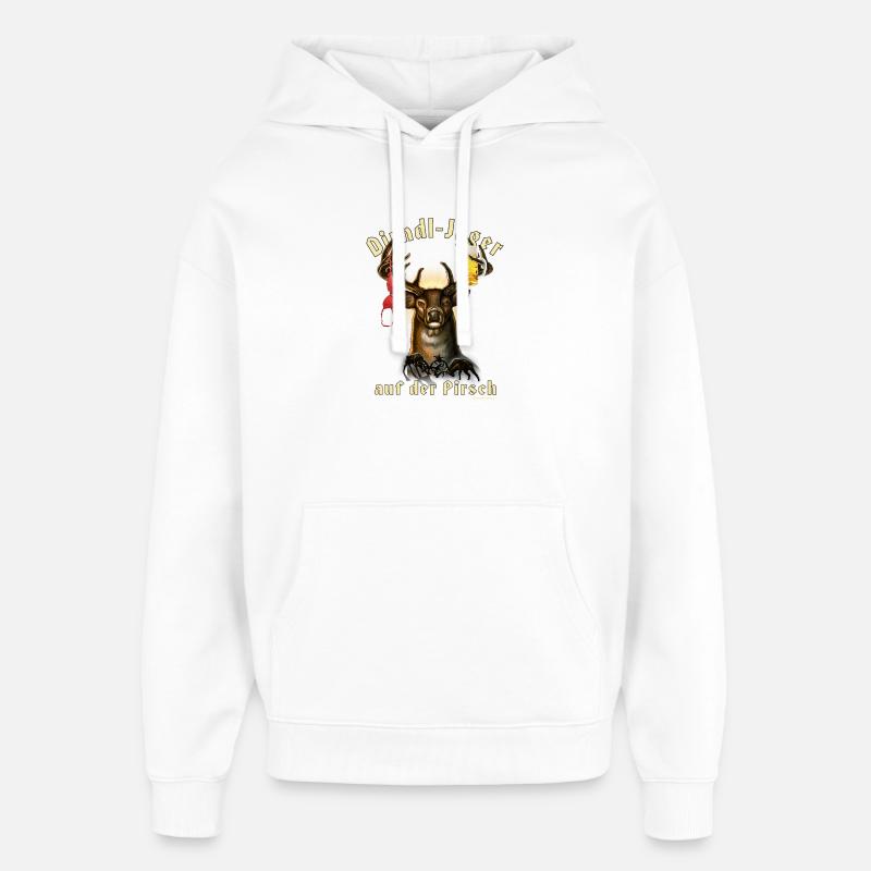 Dirndl-Jäger - Oversized Unisex Hoodie von Stanley/Stella - Weiß