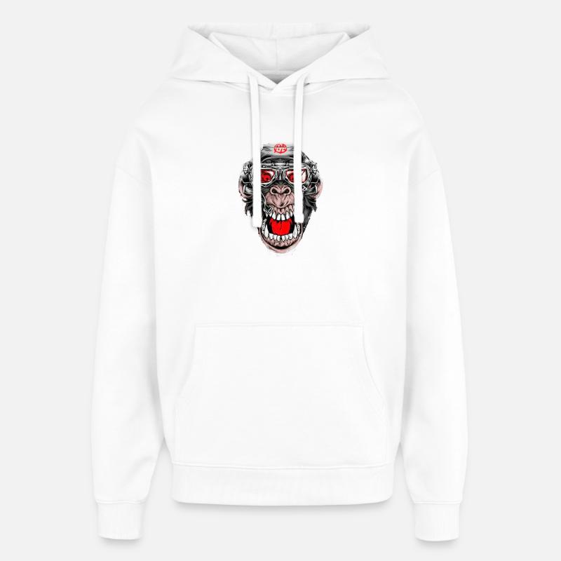 Crazy Monkey - Sweat à capuche unisexe Stanley/Stella Oversized - blanc