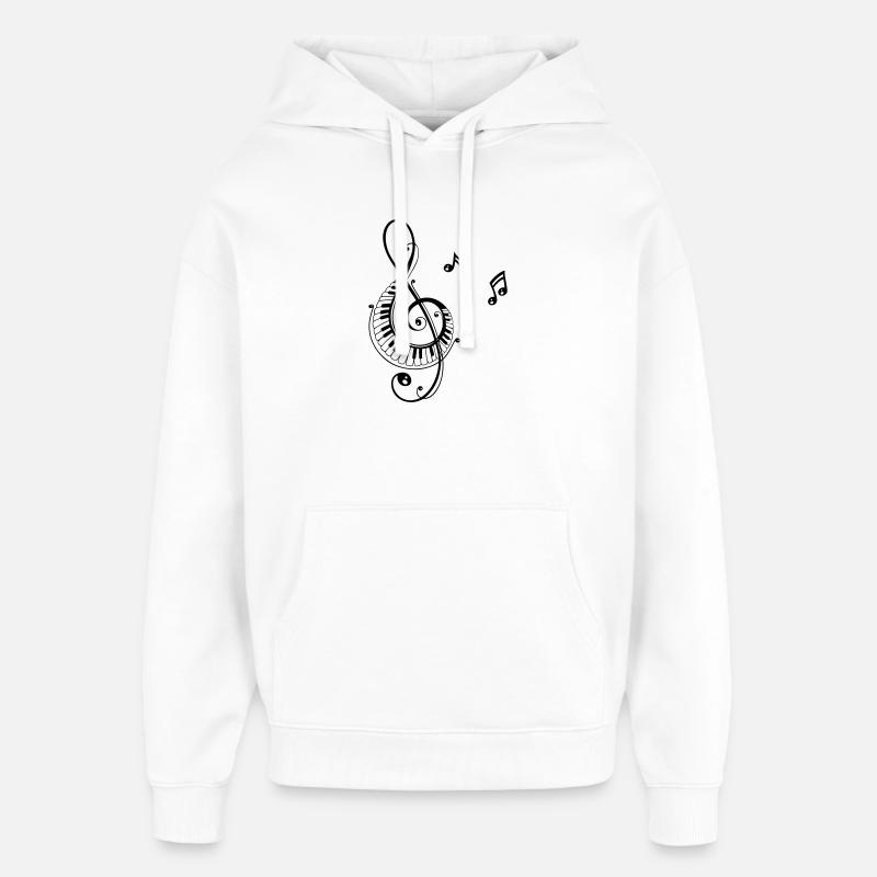 Clef, Musique - Sweat à capuche unisexe Stanley/Stella Oversized - blanc