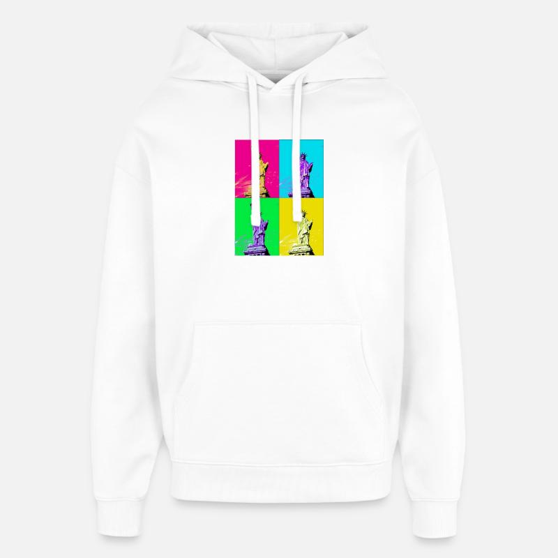 Liberté PopArt Quadri - Sweat à capuche unisexe Stanley/Stella Oversized - blanc