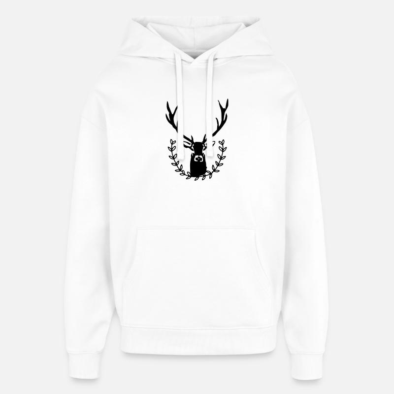 Cerf avec couronne de laurier - Sweat à capuche unisexe Stanley/Stella Oversized - blanc
