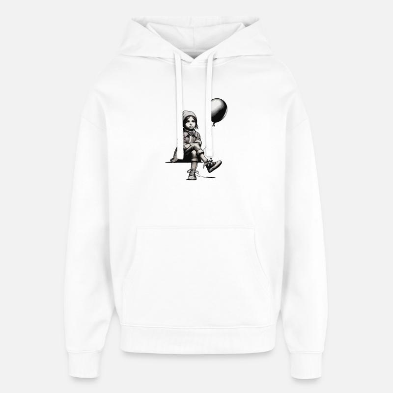 Fille avec ballon - Sweat à capuche unisexe Stanley/Stella Oversized - blanc