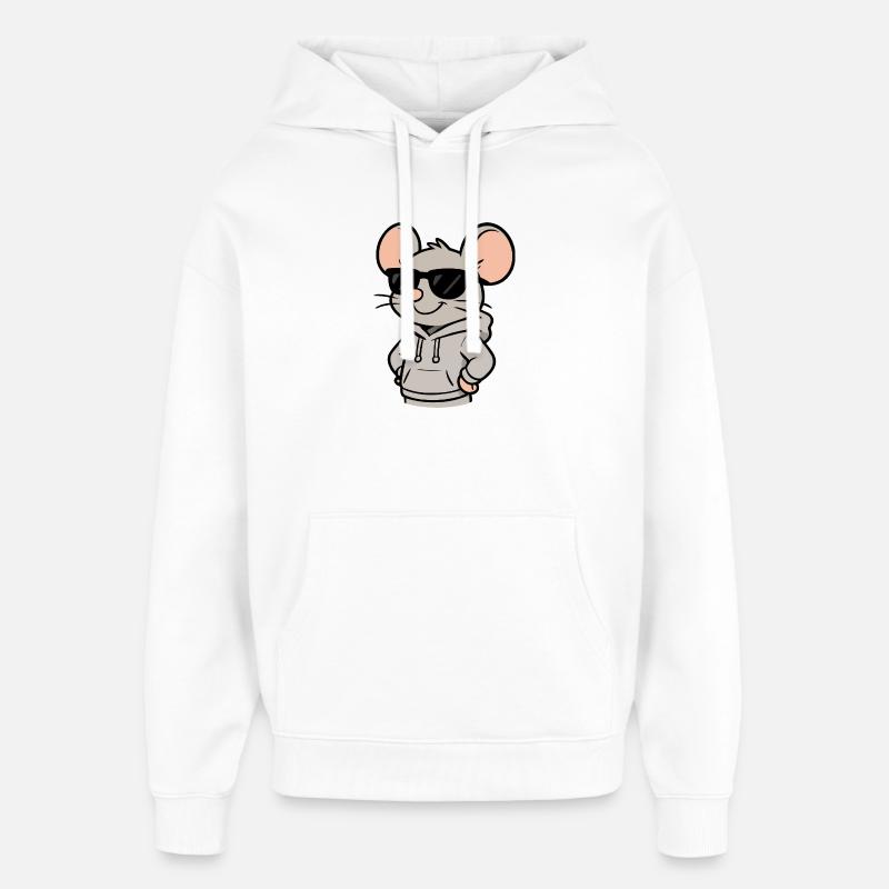 Lunettes de soleil souris cool - Sweat à capuche unisexe Stanley/Stella Oversized - blanc
