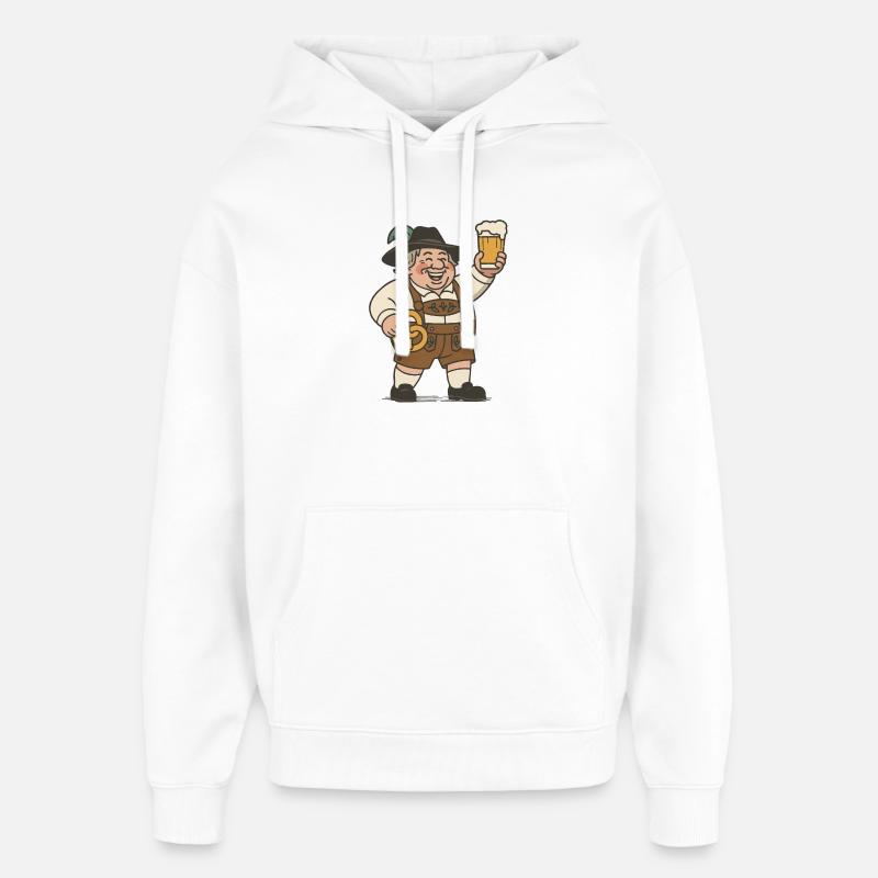 Amateur de bière joyeux à Lederhosen - Sweat à capuche unisexe Stanley/Stella Oversized - blanc