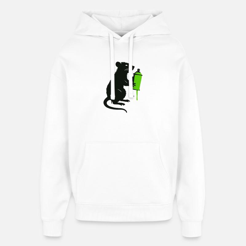 Illustration scientifique de rat avec seringue - Sweat à capuche unisexe Stanley/Stella Oversized - blanc