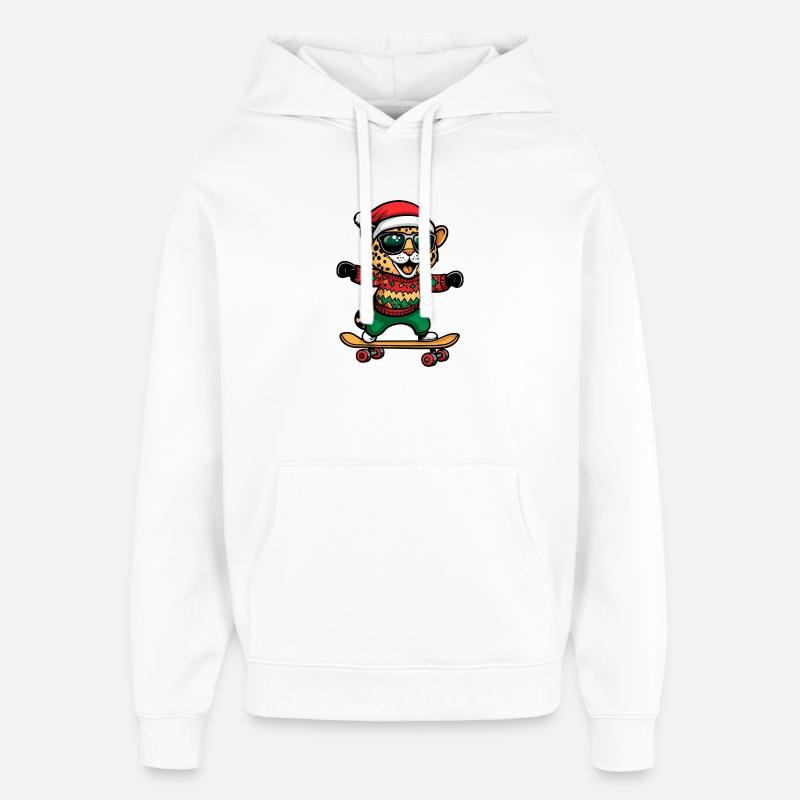 Léopard Noël Drôle - Sweat à capuche unisexe Stanley/Stella Oversized - blanc