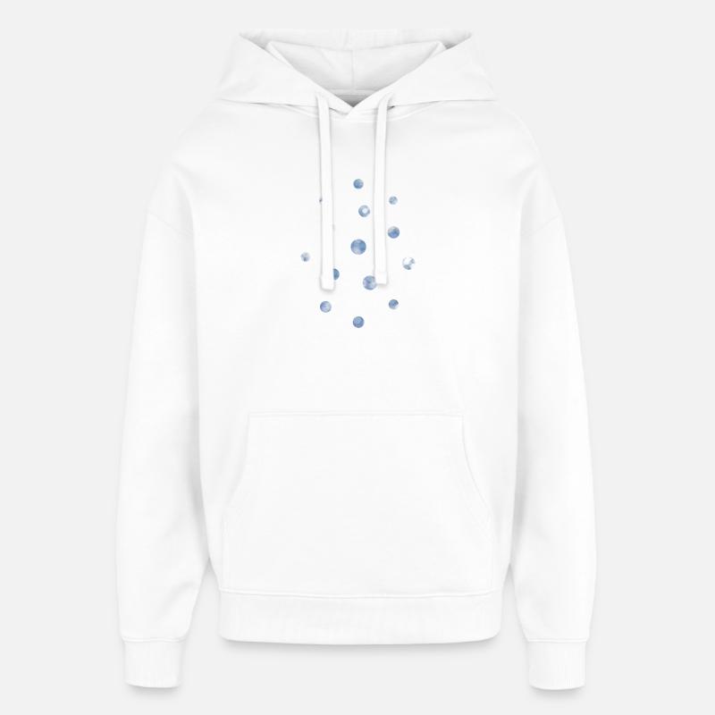 Motif de points lumineux Bokeh bleus - Sweat à capuche unisexe Stanley/Stella Oversized - blanc