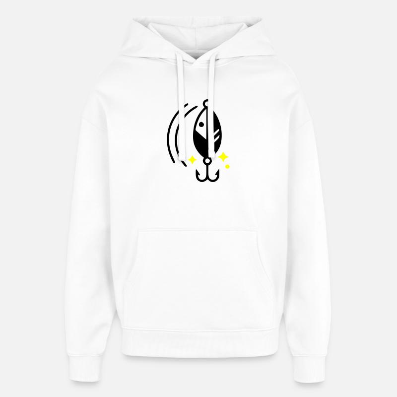 Leurre de pêche Clignotant Icône d’hameçon - Sweat à capuche unisexe Stanley/Stella Oversized - blanc