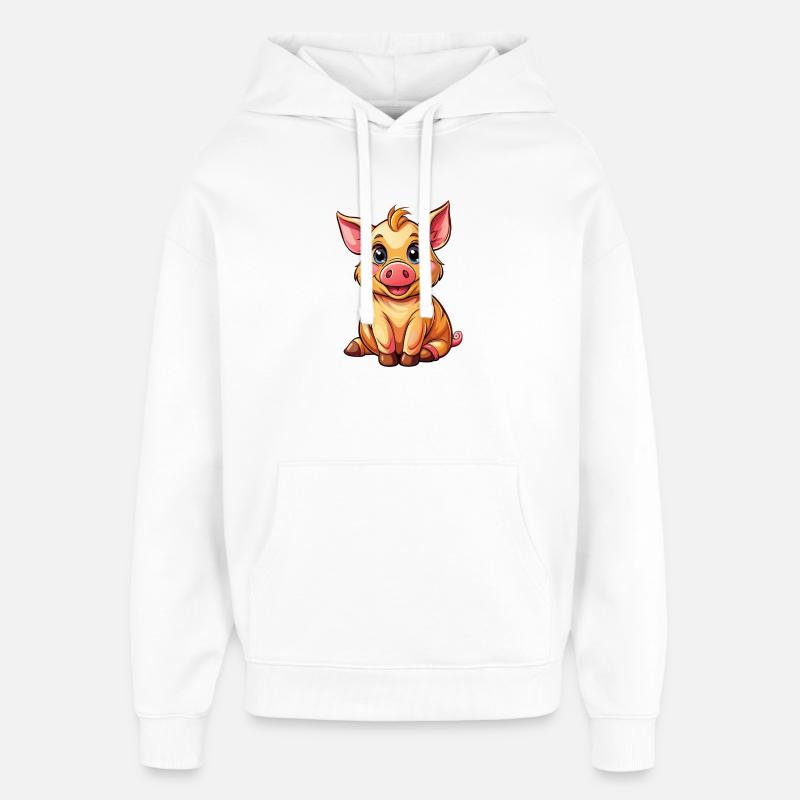 Cochon assis - Sweat à capuche unisexe Stanley/Stella Oversized - blanc