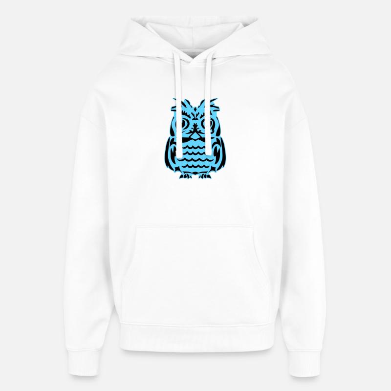 Hibou abstrait bleu clair - Sweat à capuche unisexe Stanley/Stella Oversized - blanc