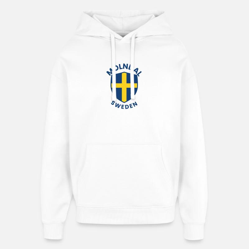 Bouclier de Mölndal Suède - Sweat à capuche unisexe Stanley/Stella Oversized - blanc