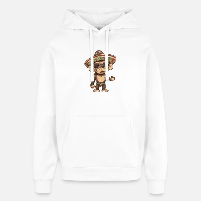 Affe Comic Lustig Sombrero - Oversized Unisex Hoodie von Stanley/Stella - Weiß
