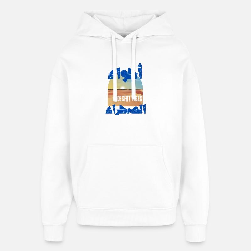 Vibes Désert Dunes et Soleil Couchant - Sweat à capuche unisexe Stanley/Stella Oversized - blanc