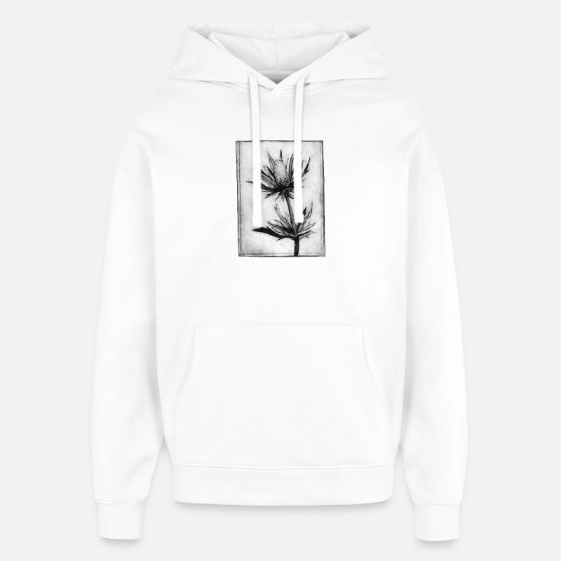 Distel - handgeschnitzte Druckvorlage - Oversized Unisex Hoodie von Stanley/Stella - Weiß