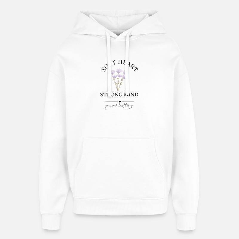 Weiches Herz Starker Geist Blumen - Sweat à capuche unisexe Stanley/Stella Oversized - blanc