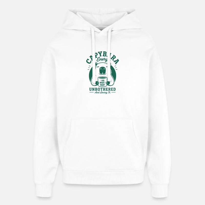 Énergie de Capybara Indifférente - Sweat à capuche unisexe Stanley/Stella Oversized - blanc