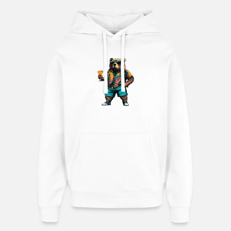 Bär Comic Sommer - Oversized Unisex Hoodie von Stanley/Stella - Weiß