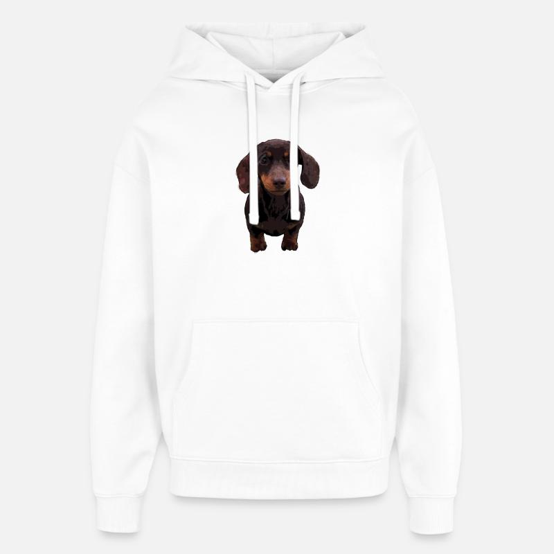 Teckel à poil court - Sweat à capuche unisexe Stanley/Stella Oversized - blanc