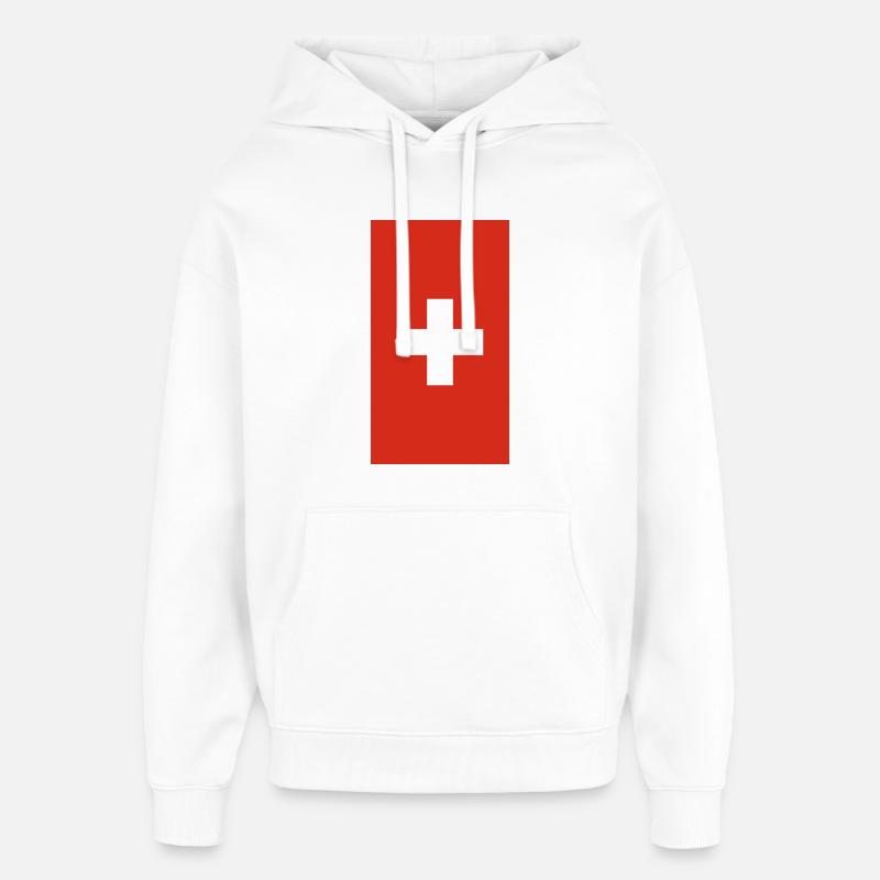 Cas téléphonique de drapeau suisse - Sweat à capuche unisexe Stanley/Stella Oversized - blanc