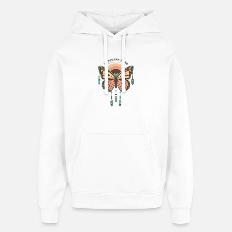 Bohemian Babe - Papillon Boho Rétro - Sweat à capuche unisexe Stanley/Stella Oversized - blanc