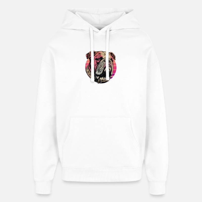 Impression d’art bouledogue élégant - Sweat à capuche unisexe Stanley/Stella Oversized - blanc