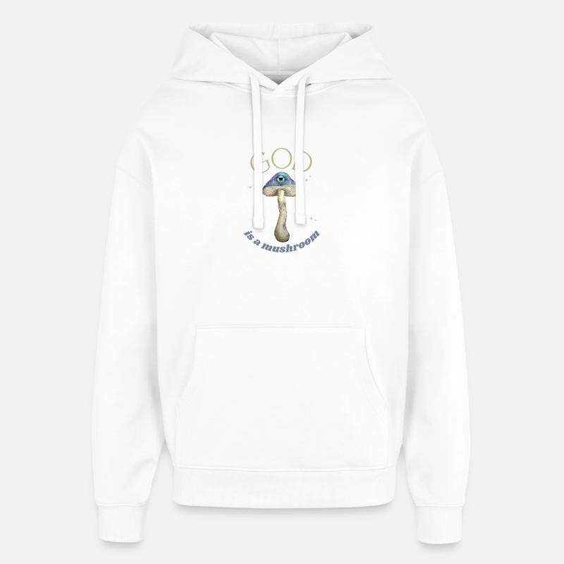 Dieu est un champignon - Sweat à capuche unisexe Stanley/Stella Oversized - blanc