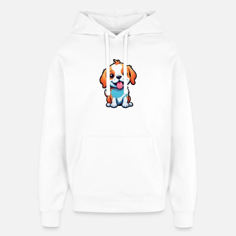 chiot de dessin animé heureux mignon - Sweat à capuche unisexe Stanley/Stella Oversized - blanc