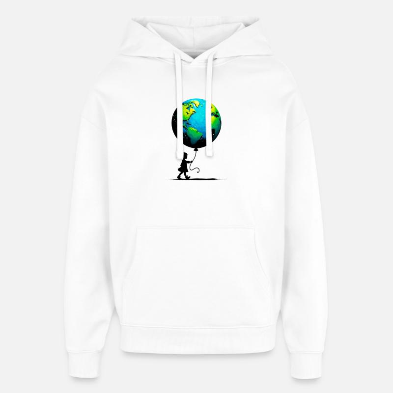 Planète Terre - Sweat à capuche unisexe Stanley/Stella Oversized - blanc