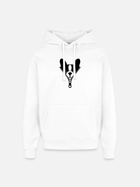 French Bulldog in a Zipper - Oversized Unisex Hoodie by Stanley/Stella - white