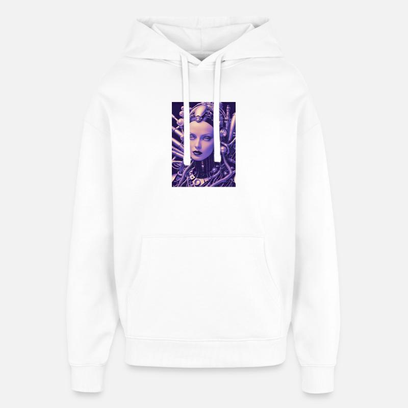 BioCyber Queen : Portrait en métal - Sweat à capuche unisexe Stanley/Stella Oversized - blanc