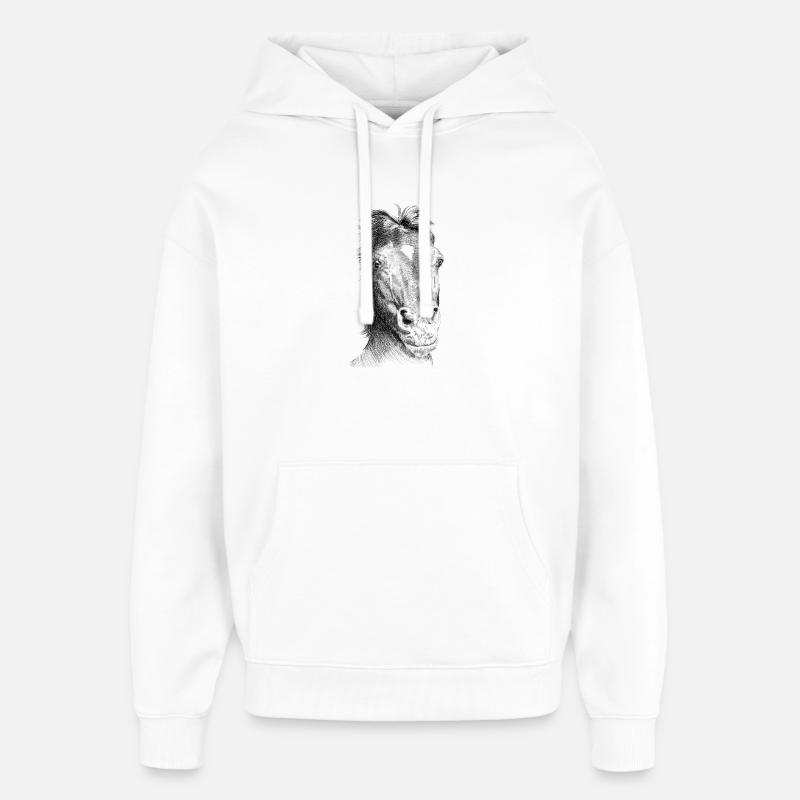 Cheval - Sweat à capuche unisexe Stanley/Stella Oversized - blanc