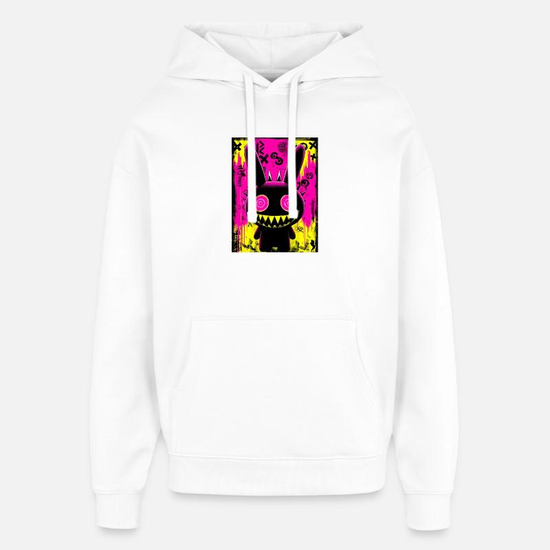 Lapin grimé néon rétro - Sweat à capuche unisexe Stanley/Stella Oversized - blanc