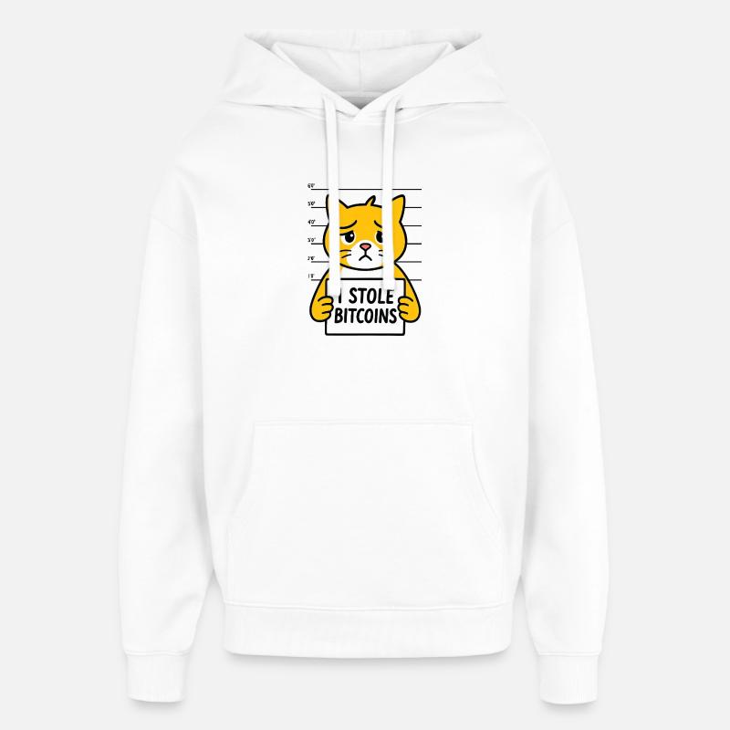 Drôle de Bitcoin Cat Monnaie Numérique - Sweat à capuche unisexe Stanley/Stella Oversized - blanc