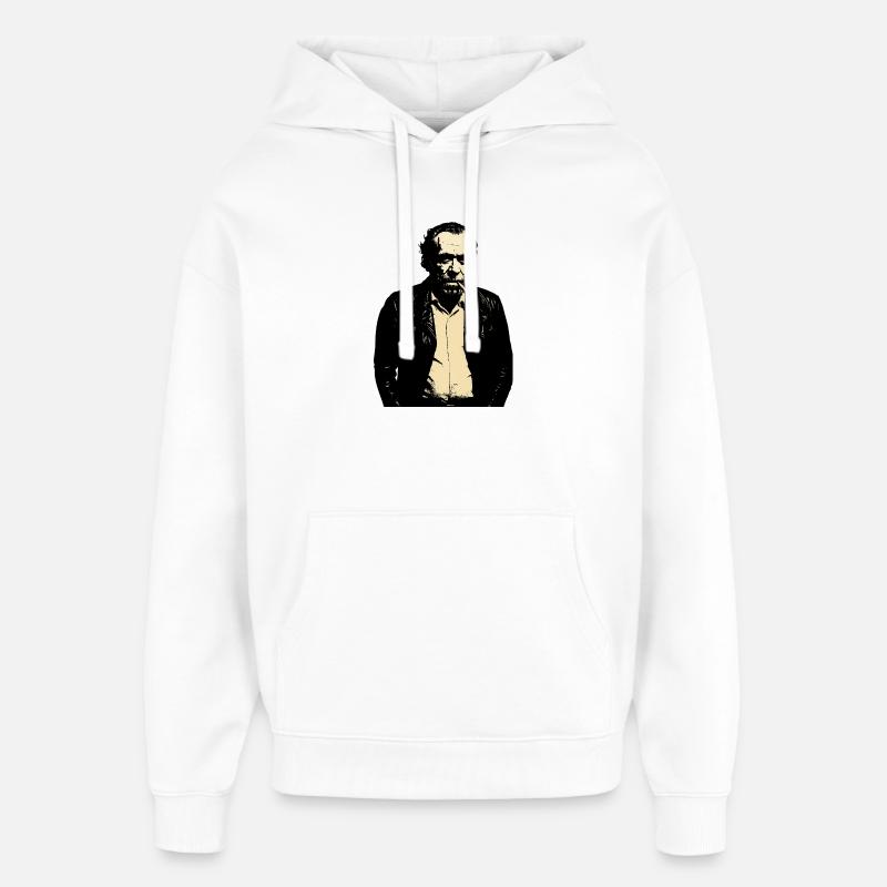 Portrait de Charles Bukowski - Sweat à capuche unisexe Stanley/Stella Oversized - blanc
