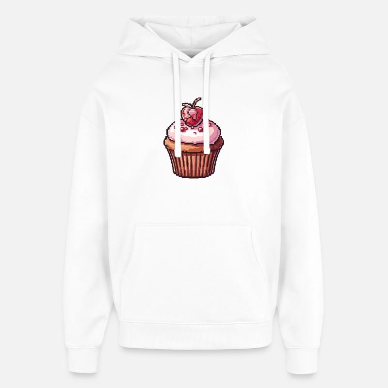 Cupcake Pixel Rétro - Sweat à capuche unisexe Stanley/Stella Oversized - blanc