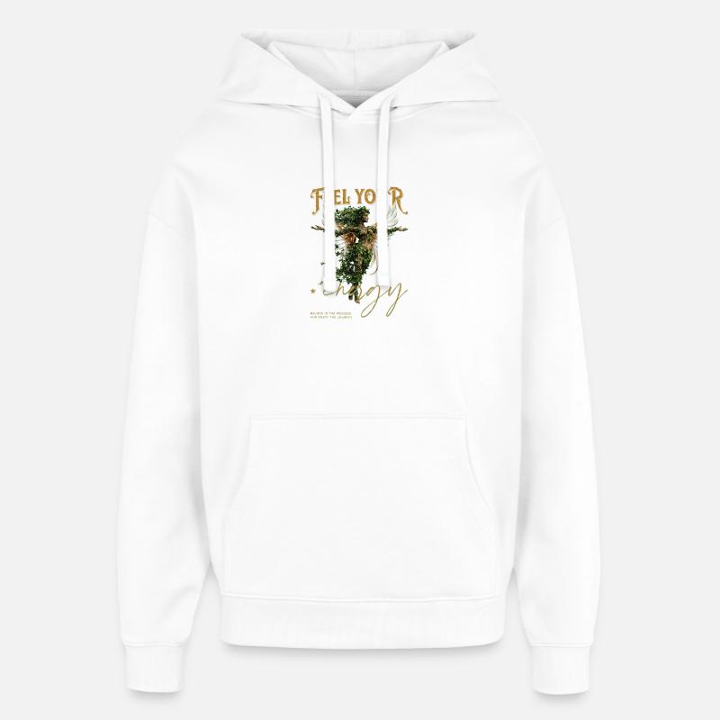 Waldgeist mit Flügeln – Feel Your Enjoy - Sweat à capuche unisexe Stanley/Stella Oversized - blanc