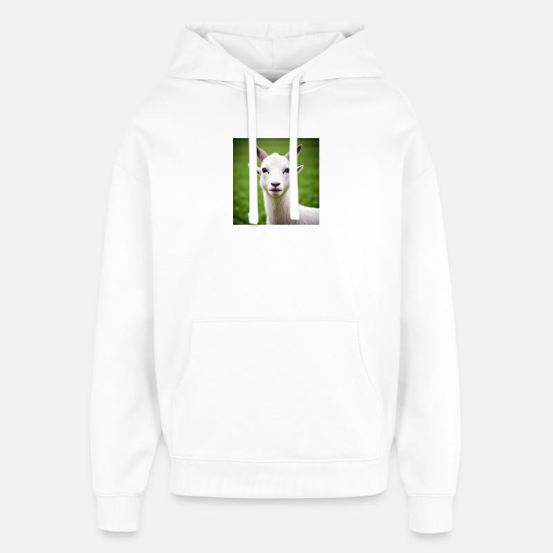 Chèvre blanche en gros plan - Sweat à capuche unisexe Stanley/Stella Oversized - blanc