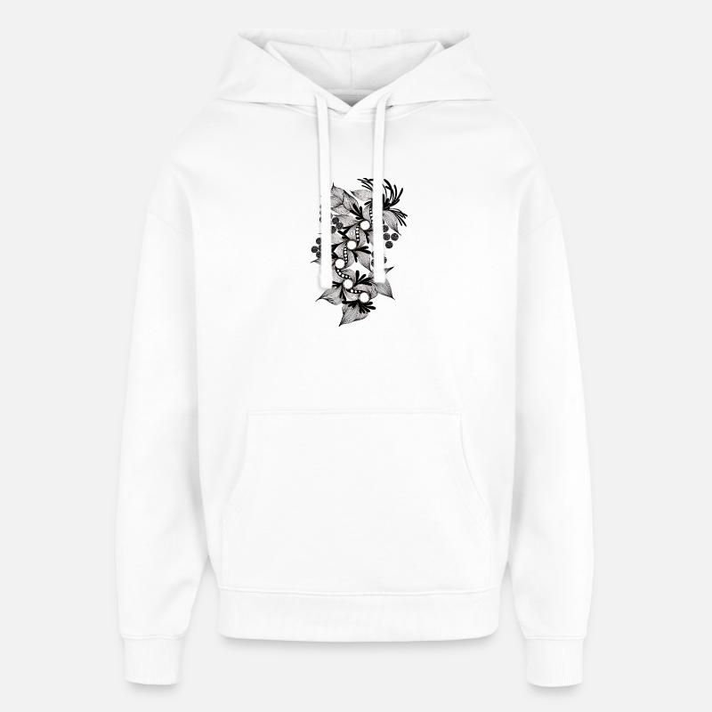 Spirale de fleurs noires et blanches - Sweat à capuche unisexe Stanley/Stella Oversized - blanc