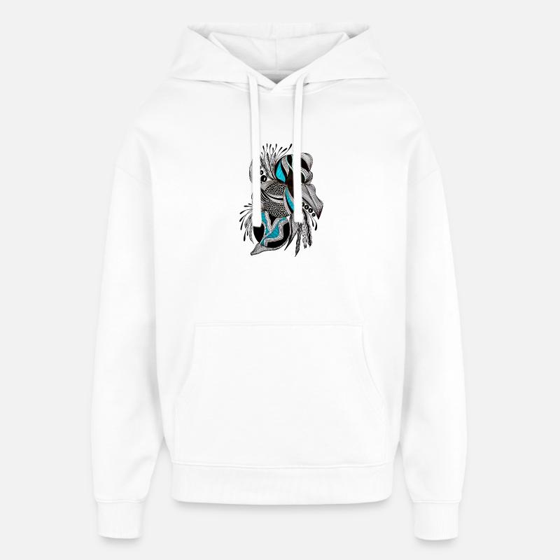 Motif d’écailles noirsturquoises - Sweat à capuche unisexe Stanley/Stella Oversized - blanc