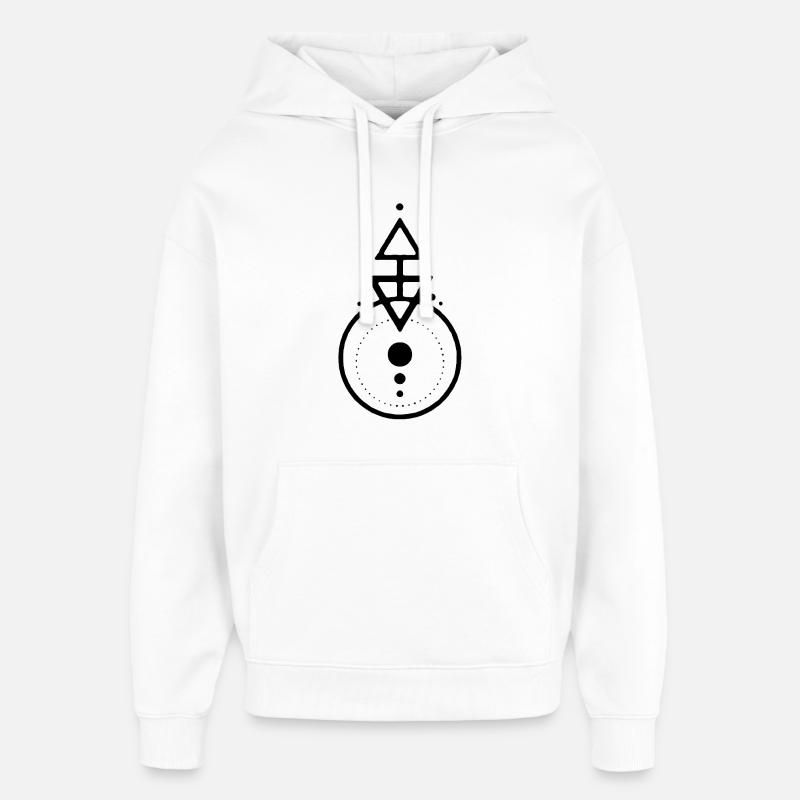 Dessin géométrique noir - Sweat à capuche unisexe Stanley/Stella Oversized - blanc