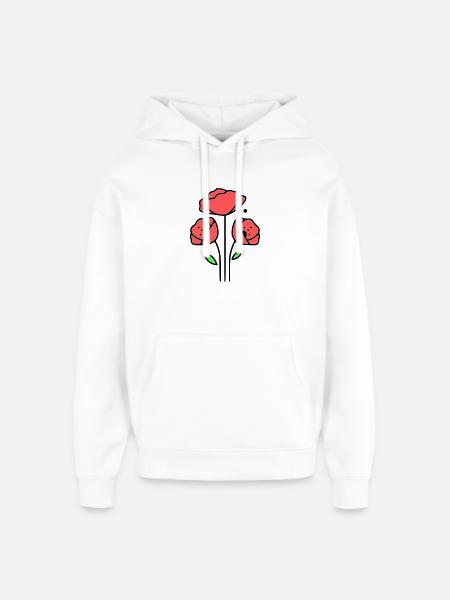 Poppy-Poppies-Minimalist-Line-Art-1 - Oversized Unisex Hoodie by Stanley/Stella - white