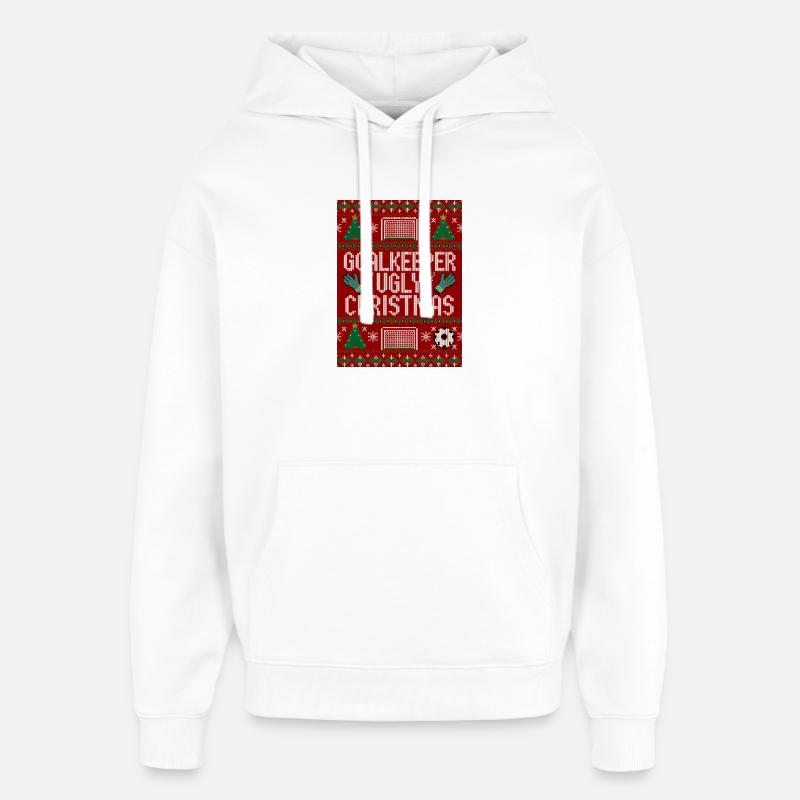 Torwart hässlicher Weihnachtspullover Design - Oversized Unisex Hoodie von Stanley/Stella - Weiß