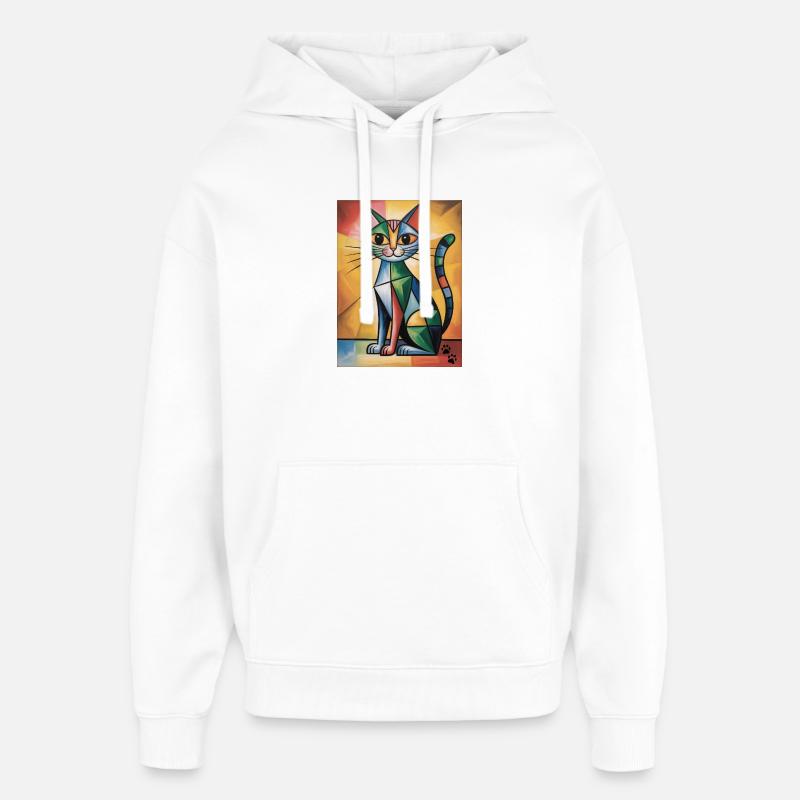 katze kubisch - Oversized Unisex Hoodie von Stanley/Stella - Weiß