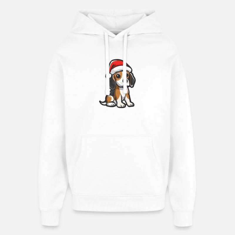 Beagle Chien Noël - Sweat à capuche unisexe Stanley/Stella Oversized - blanc